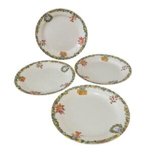 Corelle Corning Christmas Joy Salad Dessert Appetizer Plate 7.5 in 1990s Set 4